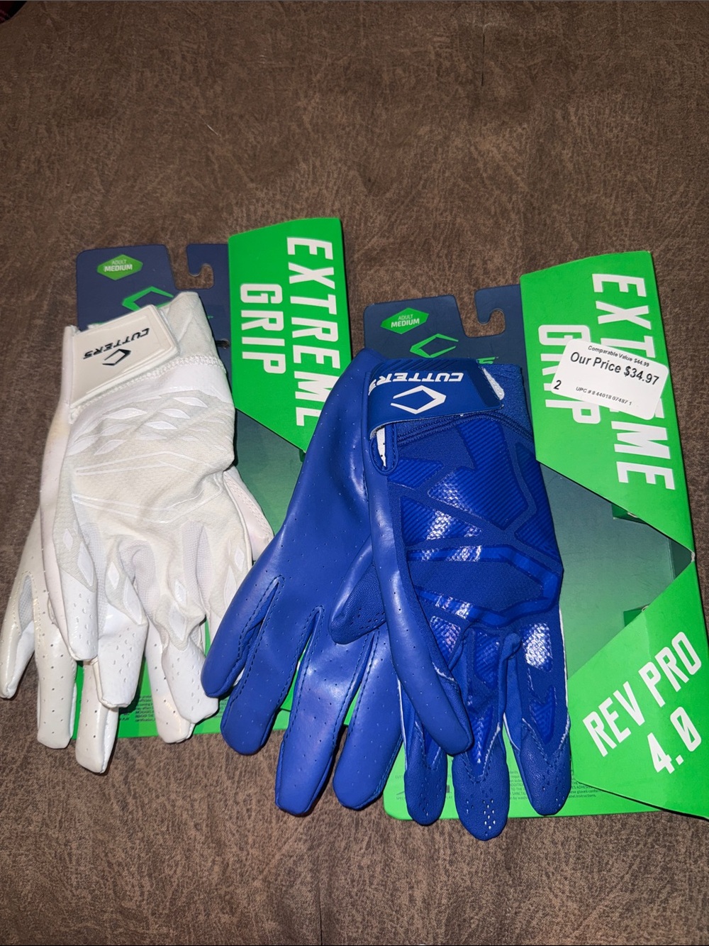 2 pairs Extreme Grip REV PRO 4.0 Football Gloves - White & Blue